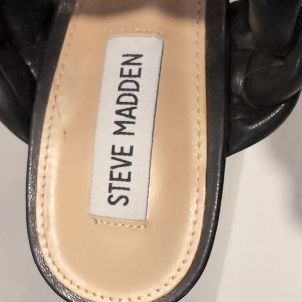 Steve Madden Black Braided Heeled Sandals Keeley Size 9 - Picture 9 of 10